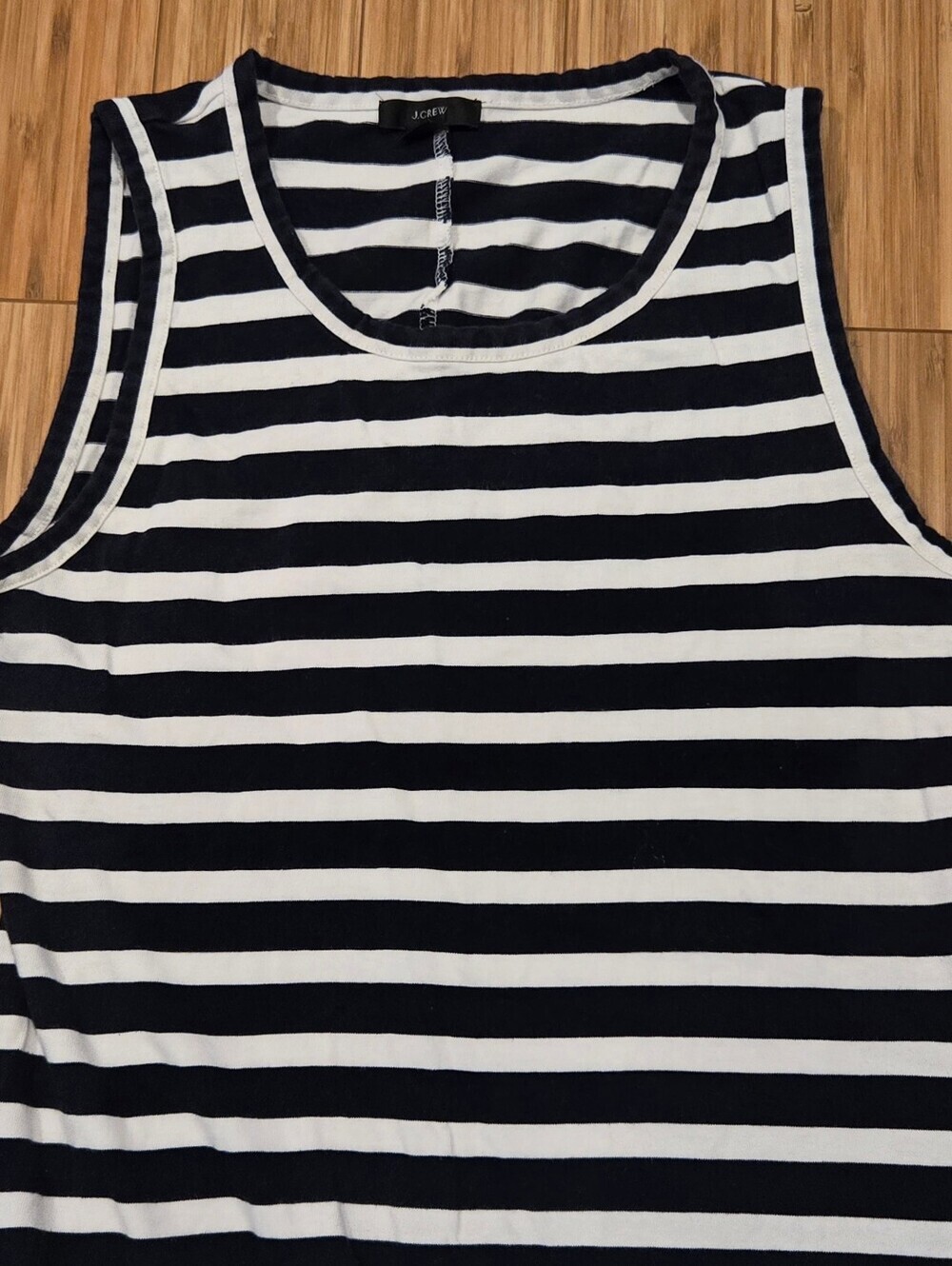 J Crew Sleeveless Navy and White Striped Knit Dress - Picture 3 of 7